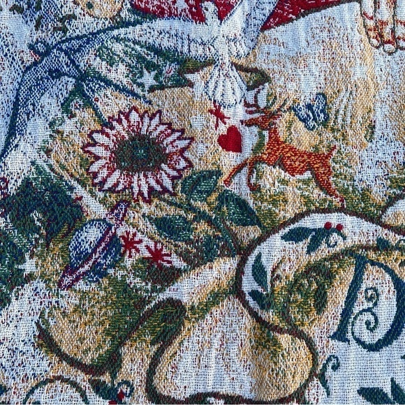 Whimsical Christmas Tapestry Throw Santa Hopes Dreams Wishes Red 68” x 46” GUC - Picture 4 of 6